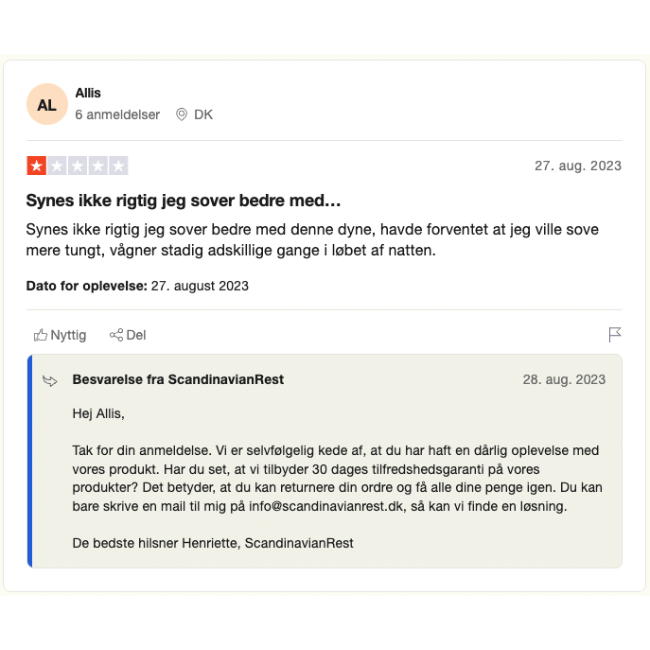scandinavian rest trustpilot dårlig anmeldelse 1