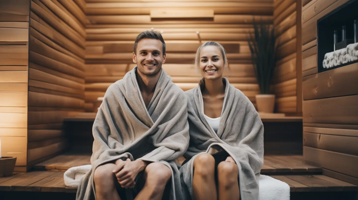 Et par sidder i saunaen ved siden af hinanden