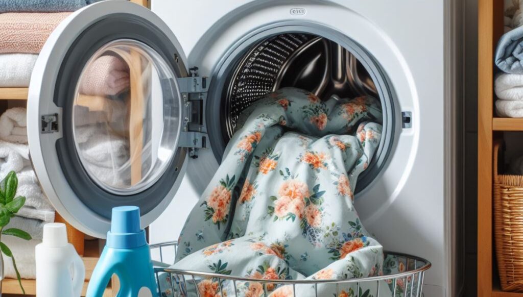 dyne på vej ind i vaskemaskinen