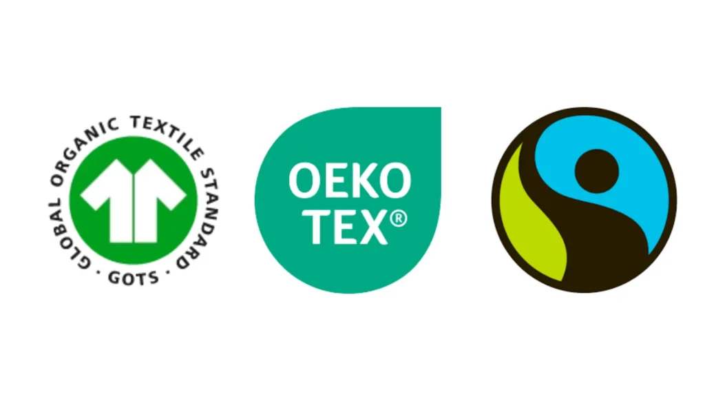 logo på GOTS, oeko tek, fairtrade certificeringer